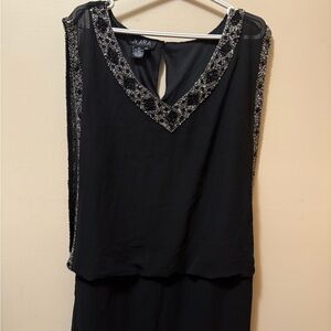 J Kara Black Mini Dress with Silver Detailing